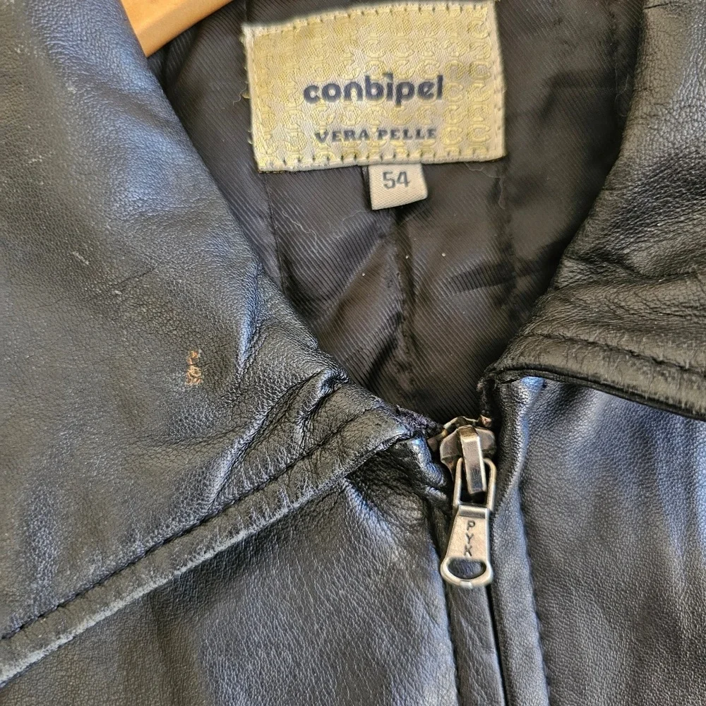 Vintage Conbipel men's leather jacket in black size 54 XL